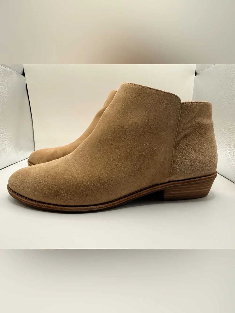 Suede Ankle Booties in Tan